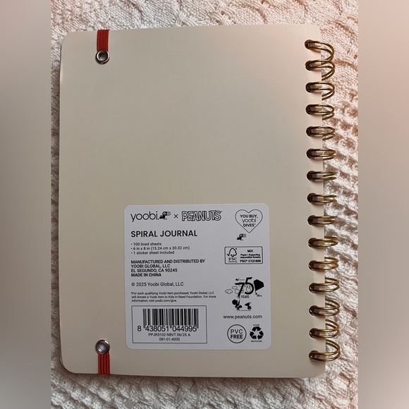 Yoobi x Peanuts Spiral Journal Notebook with Stickers NWT - Picture 2 of 5